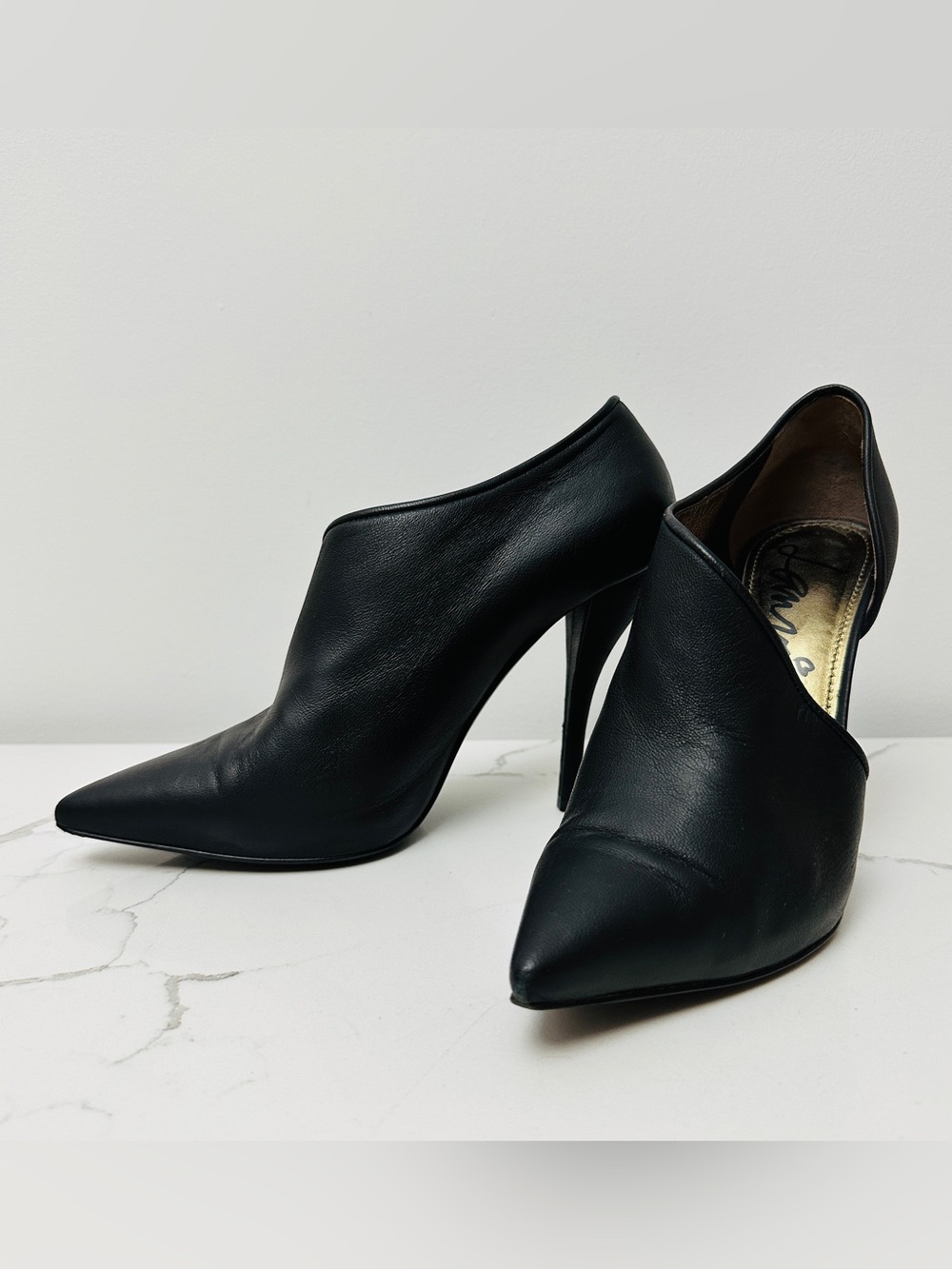 Lanvin Black Pointed Leather Stiletto Heels/Booties